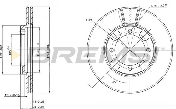 Bremsi CD6293V - Спирачен диск vvparts.bg