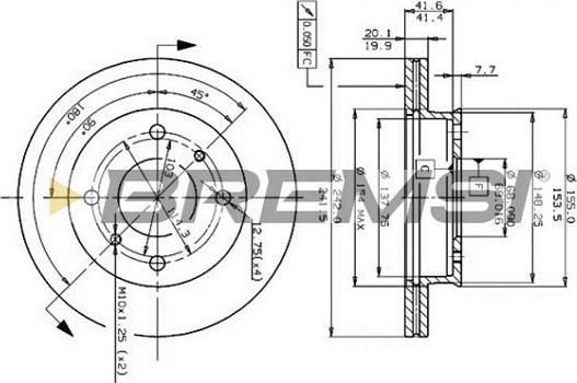 Bremsi CD6259V - Спирачен диск vvparts.bg