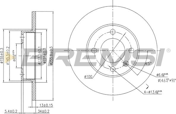 Bremsi CD6205S - Спирачен диск vvparts.bg