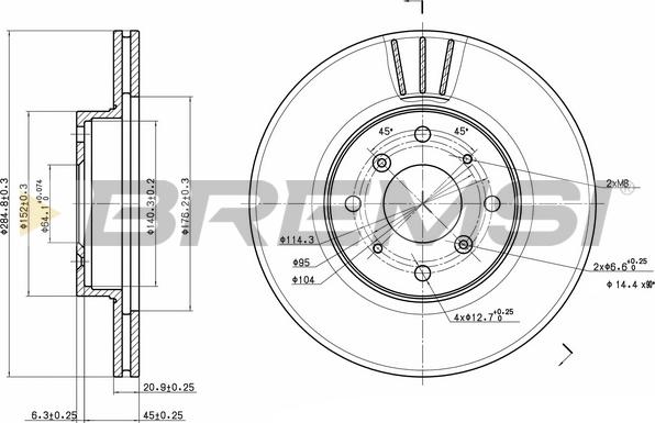 Bremsi CD6201V - Спирачен диск vvparts.bg