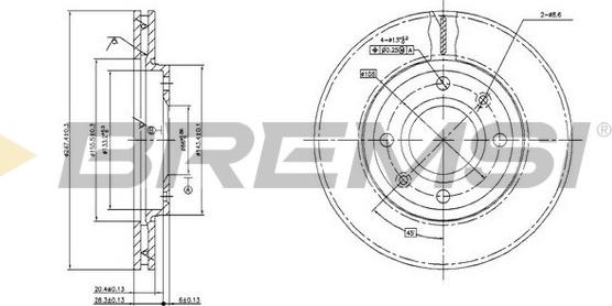 Bremsi CD6214V - Спирачен диск vvparts.bg