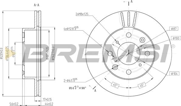 Bremsi CD6289V - Спирачен диск vvparts.bg