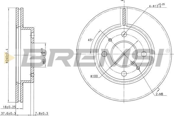 Bremsi CD6227V - Спирачен диск vvparts.bg