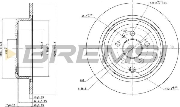 Bremsi CD6757S - Спирачен диск vvparts.bg