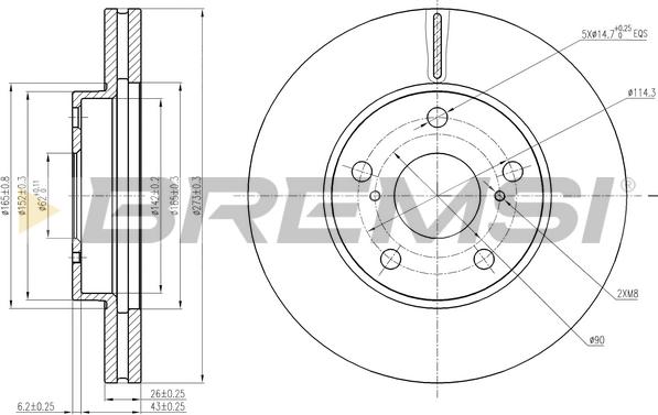 Bremsi CD8401V - Спирачен диск vvparts.bg