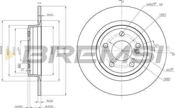 Bremsi CD8486S - Спирачен диск vvparts.bg