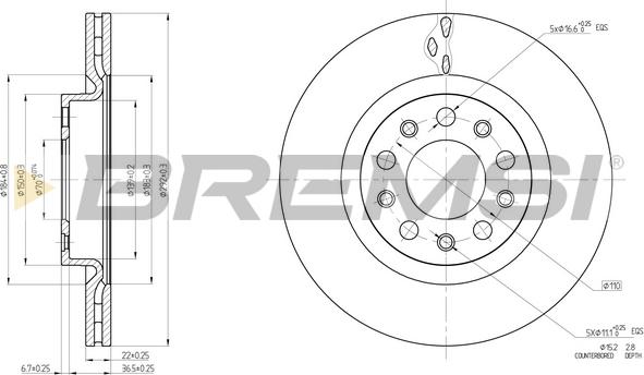 Bremsi CD8556V - Спирачен диск vvparts.bg