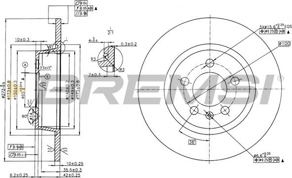 Bremsi CD8691S - Спирачен диск vvparts.bg