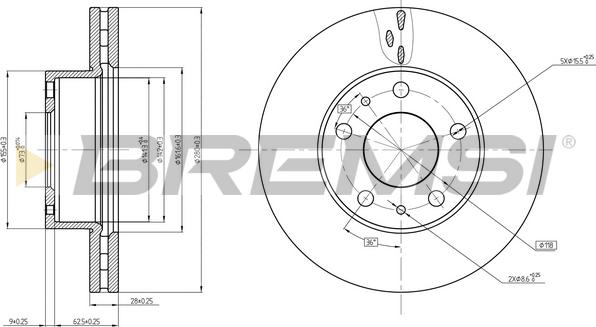 Bremsi CD8659V - Спирачен диск vvparts.bg