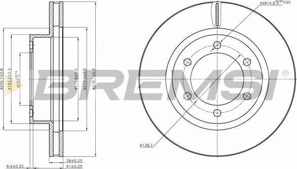 Bremsi CD8606V - Спирачен диск vvparts.bg