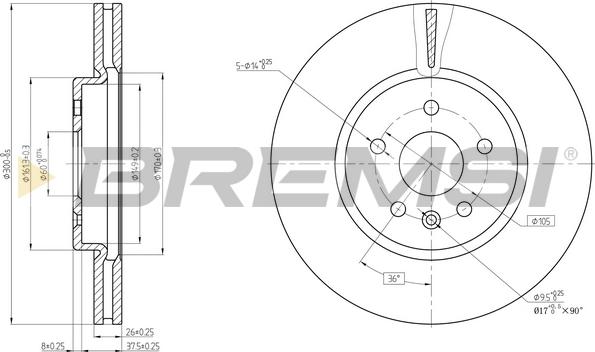 Bremsi CD8684V - Спирачен диск vvparts.bg