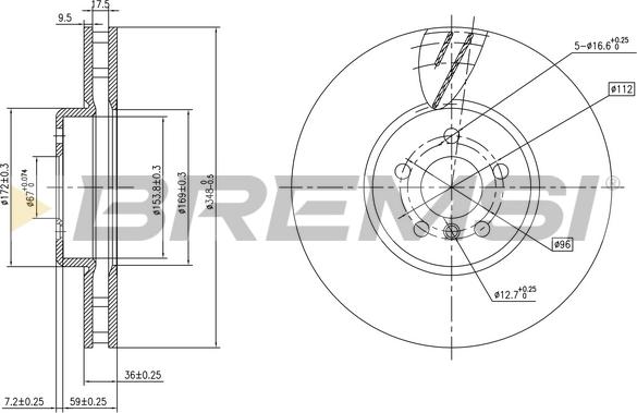 Bremsi CD8625VLS - Спирачен диск vvparts.bg