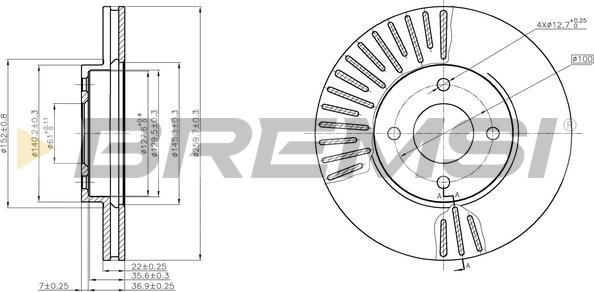 Bremsi CD8068V - Спирачен диск vvparts.bg