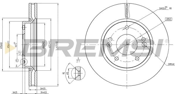 Bremsi CD8004V - Спирачен диск vvparts.bg