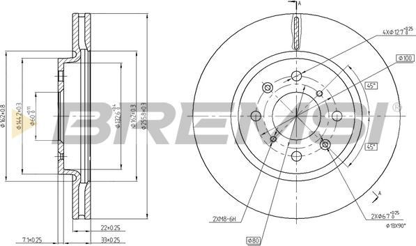 Bremsi CD8070V - Спирачен диск vvparts.bg