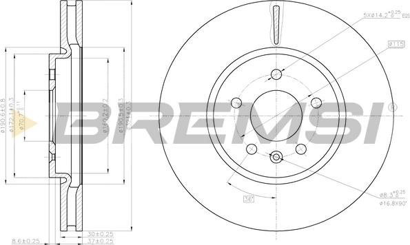 Bremsi CD8191V - Спирачен диск vvparts.bg