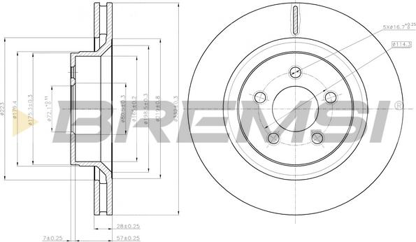 Bremsi CD8145V - Спирачен диск vvparts.bg