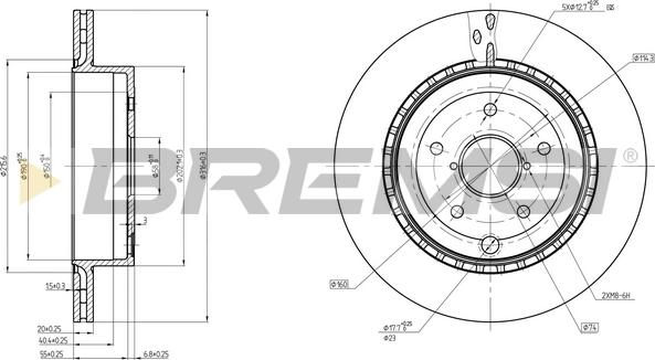 Bremsi CD8140V - Спирачен диск vvparts.bg