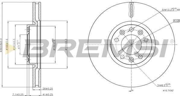 Bremsi CD8156V - Спирачен диск vvparts.bg