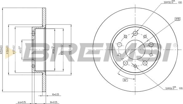 Bremsi CD8286S - Спирачен диск vvparts.bg