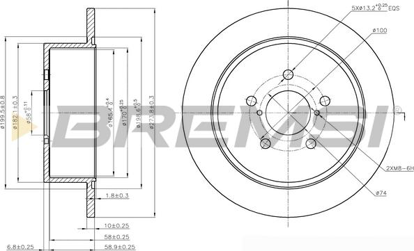 Bremsi CD7903S - Спирачен диск vvparts.bg