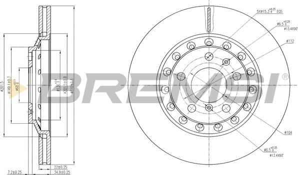 Bremsi CD7934V - Спирачен диск vvparts.bg