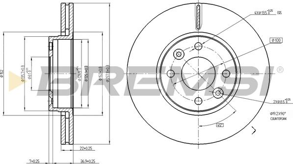 Bremsi CD7978V - Спирачен диск vvparts.bg