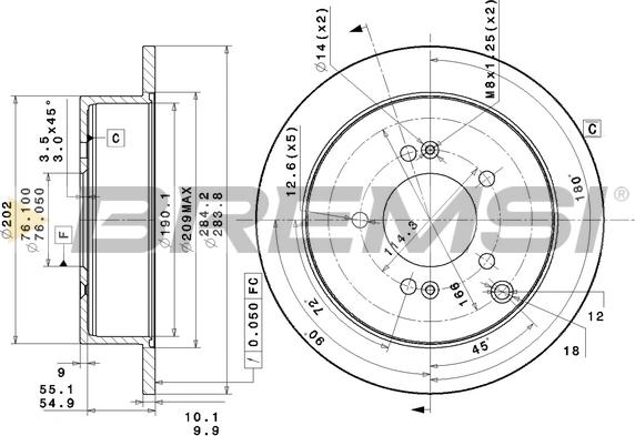 Bremsi CD7493S - Спирачен диск vvparts.bg