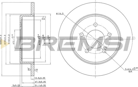 Bremsi CD7492S - Спирачен диск vvparts.bg