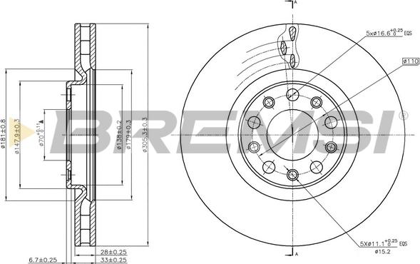 Bremsi CD7451V - Спирачен диск vvparts.bg