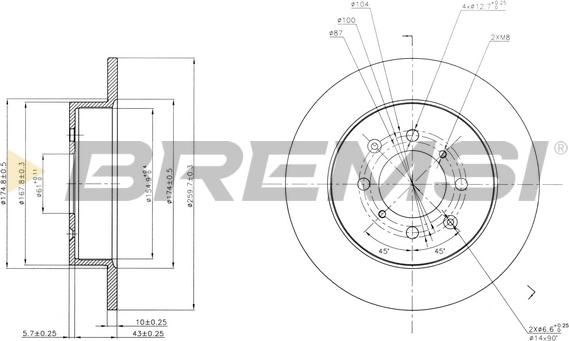 Bremsi CD7466S - Спирачен диск vvparts.bg