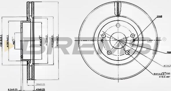 Bremsi CD7401V - Спирачен диск vvparts.bg