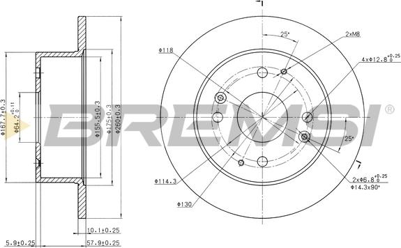 Bremsi CD7488S - Спирачен диск vvparts.bg