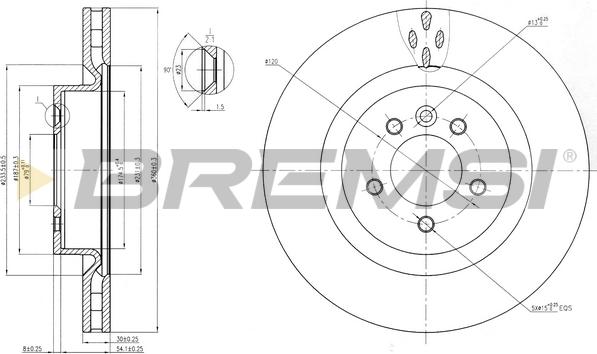 Bremsi CD7434V - Спирачен диск vvparts.bg