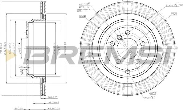 Bremsi CD7437V - Спирачен диск vvparts.bg