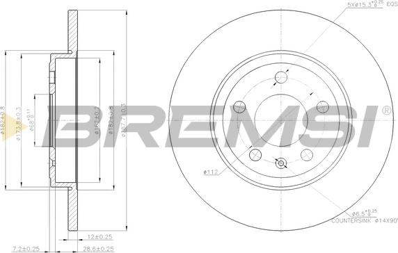 Bremsi CD7423S - Спирачен диск vvparts.bg