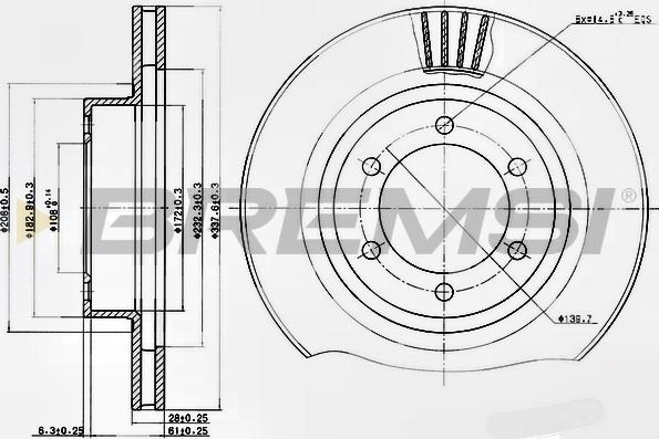 Bremsi CD7594V - Спирачен диск vvparts.bg