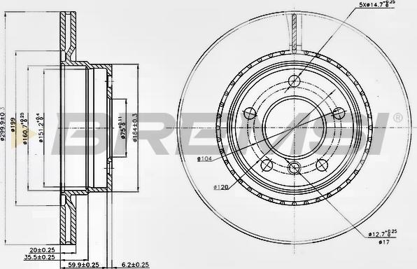 Bremsi CD7549V - Спирачен диск vvparts.bg