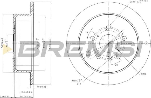 Bremsi CD7545S - Спирачен диск vvparts.bg