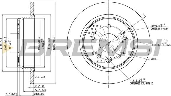 Bremsi CD7540S - Спирачен диск vvparts.bg