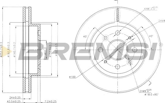 Bremsi CD7542V - Спирачен диск vvparts.bg