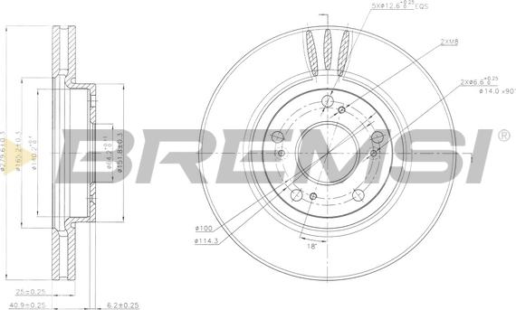 Bremsi CD7557V - Спирачен диск vvparts.bg