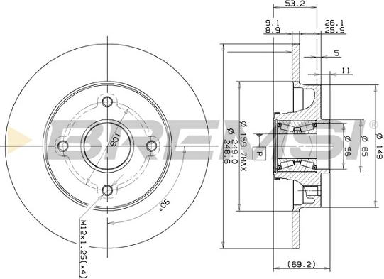 Bremsi CD7560S - Спирачен диск vvparts.bg