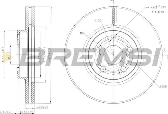 Bremsi CD7508V - Спирачен диск vvparts.bg