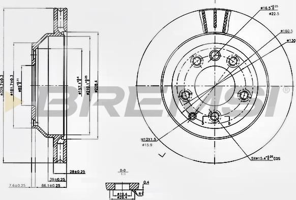 Bremsi CD7580V - Спирачен диск vvparts.bg