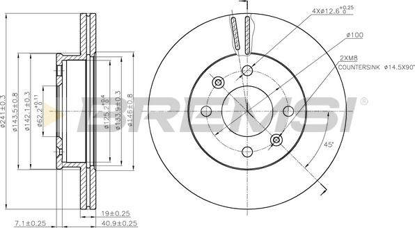 Bremsi CD7529V - Спирачен диск vvparts.bg