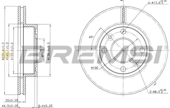 Bremsi CD7521V - Спирачен диск vvparts.bg