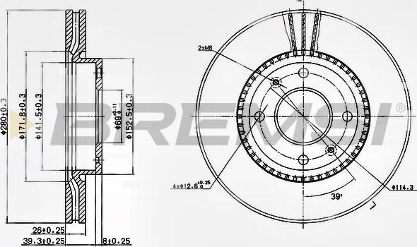 Bremsi CD7522V - Спирачен диск vvparts.bg