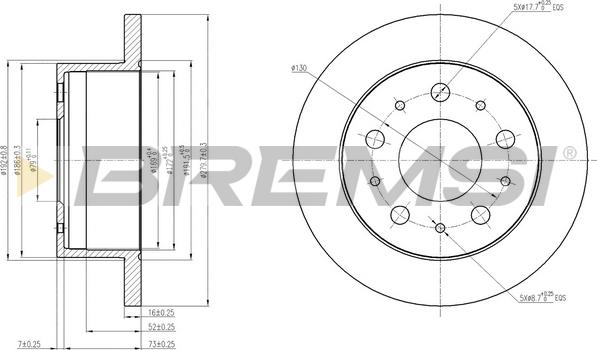 Bremsi CD7574S - Спирачен диск vvparts.bg