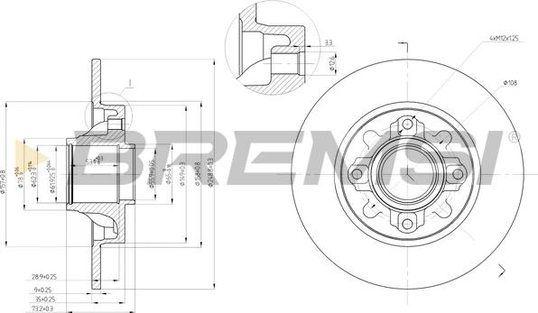 Bremsi CD7696S - Спирачен диск vvparts.bg